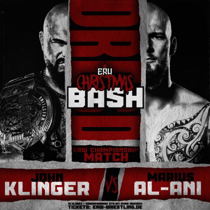 Ankündigungsbild Eastside Revolution Christmas Bash 2023: ERW Championship Match: Bad Bones John Klinger vs. Marius Al-Ani